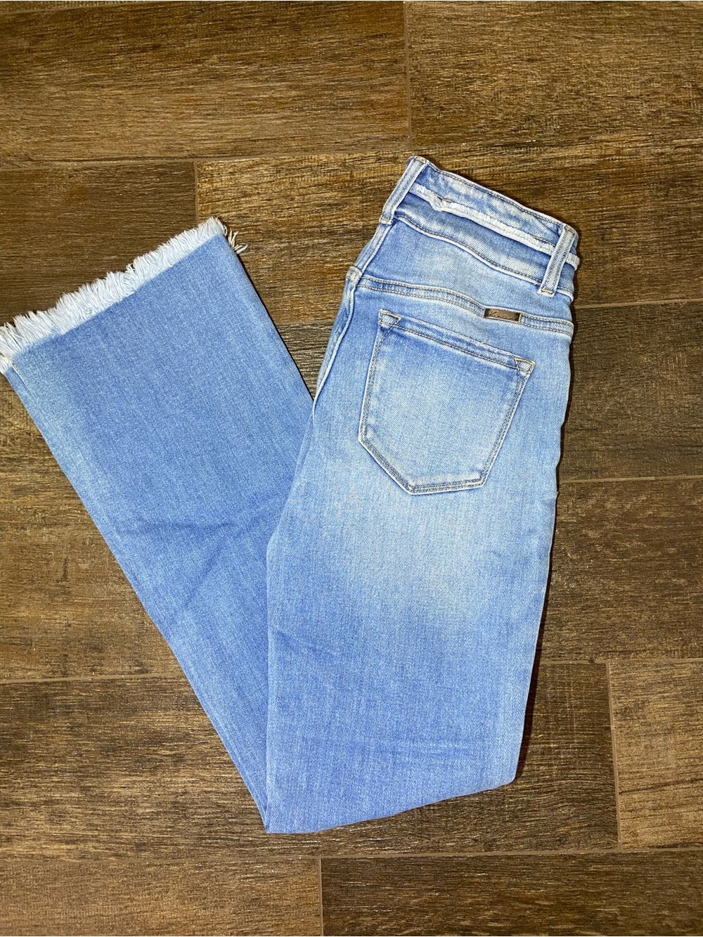 KanCan Light Blue Bootcut Jeans with Frayed Hem